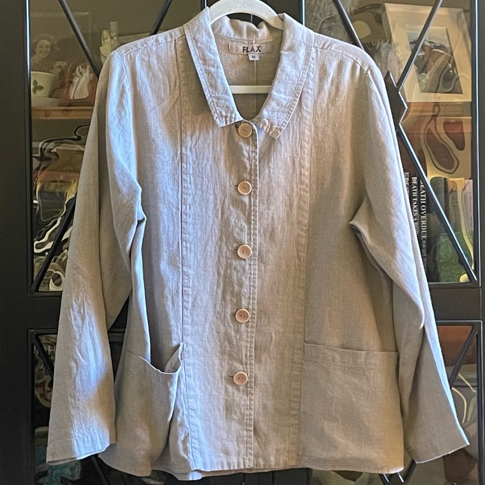 FLAX linen button up blouse or jacket M